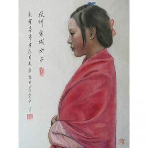 国画《杭州宋城女子》（50x65cm）